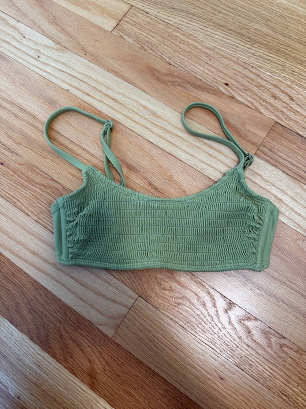 Smocked Olive Green Bikini Top